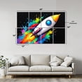 thumbnail image 2 of Classroom 8 Pack Art Acoustic Panels Sound Absorbing Colorful Rocket Launching Burst Rainbow Paint Splashes Decorative Soundproof Wall Panels Self Adhesive for Nursery Kids Game Room 48"x32", 2 of 7