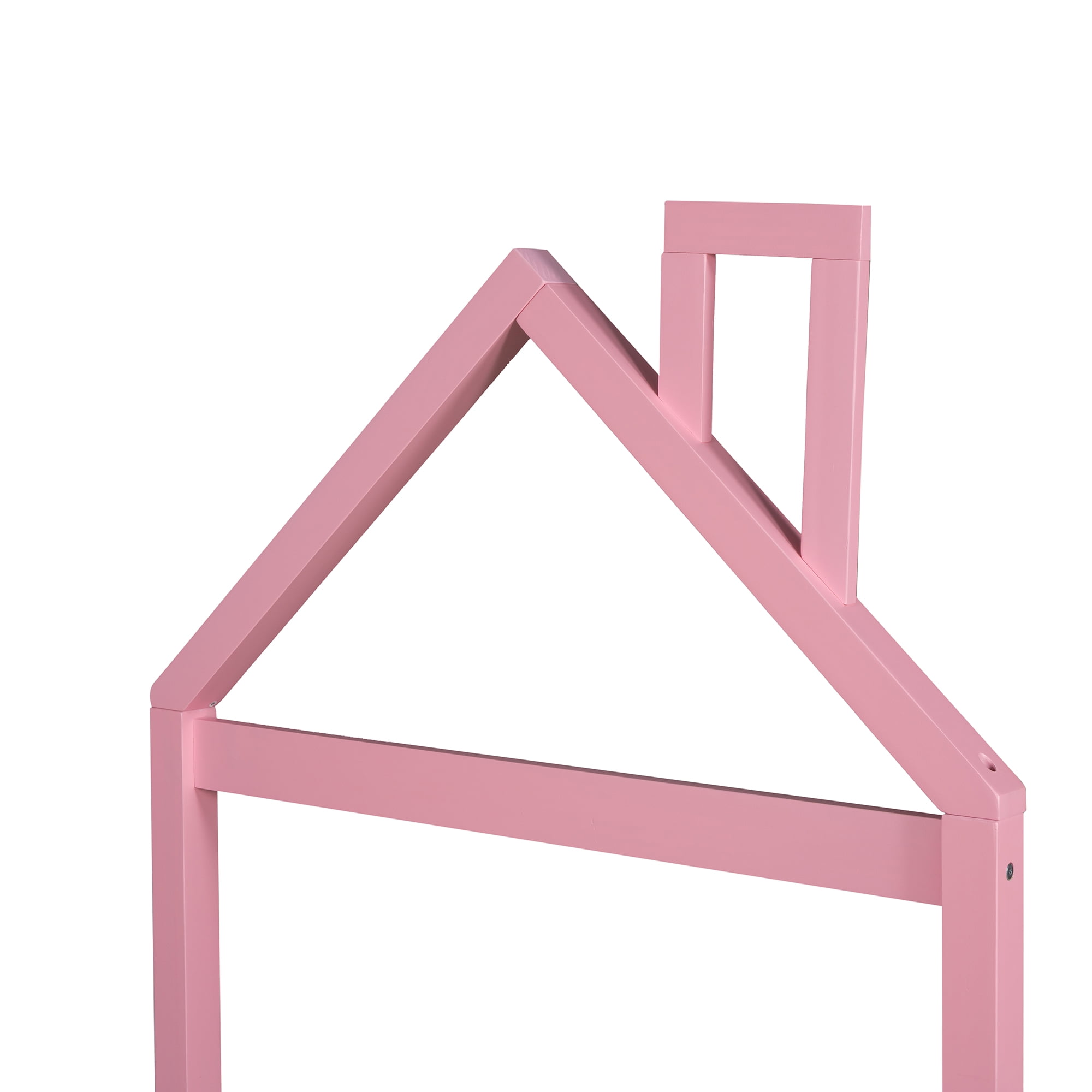 Gewnee Solid Wood Twin Size Platform Bed Frame with House Shaped Headboard for Kids Bedroom,Pink