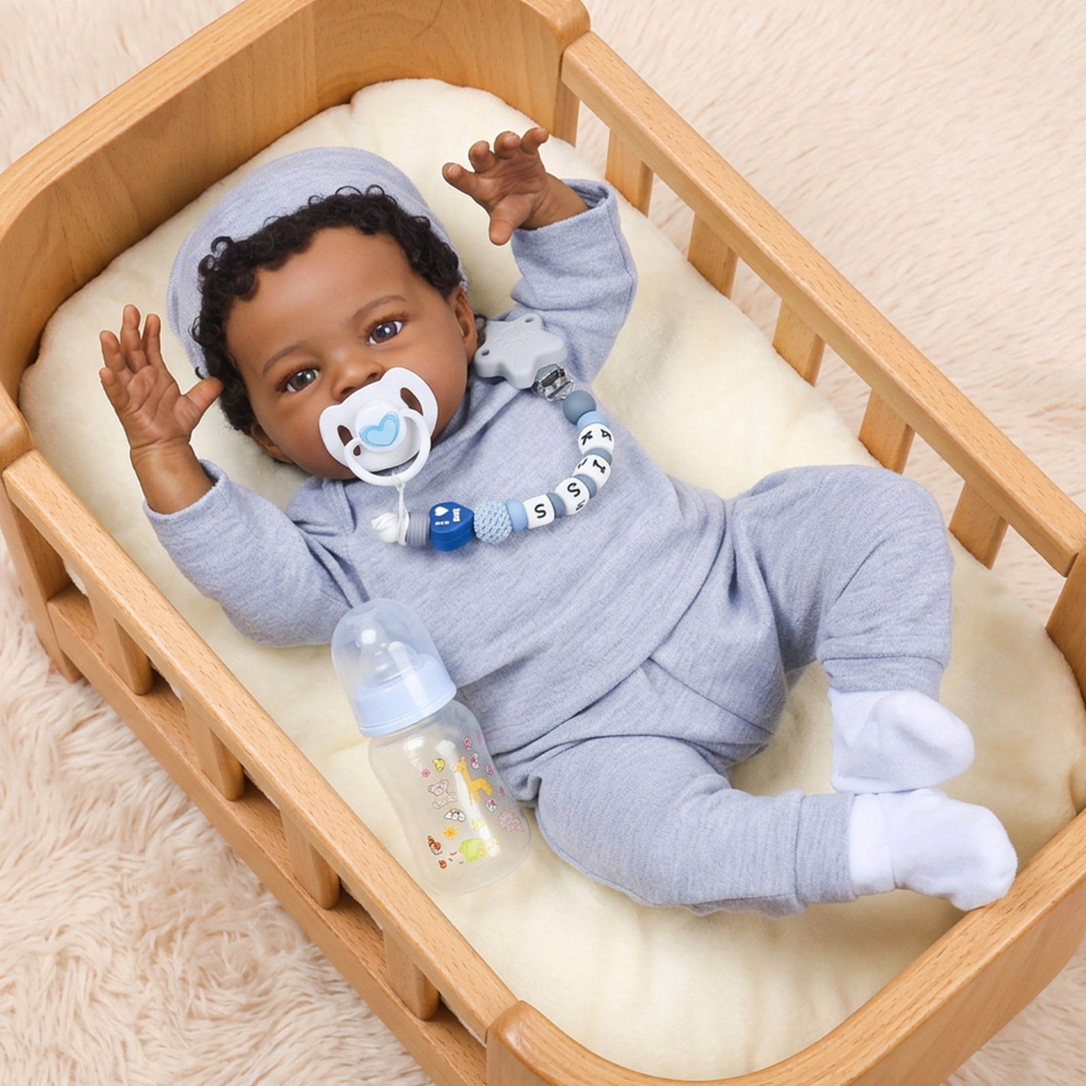 Realistic Reborn Baby Boy Doll, 20 Inch African American Newborn, Lifelike Soft Weighted Body, Hand-Painted Details, Ideal Christmas or Birthday Gift for Kids Age 3+