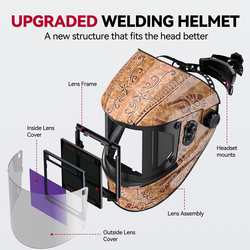 ARCCAPTAIN Welding Mask, Automatic Dimming and Wide Field of View, Suitable for Grinding, Cutting, and Welding