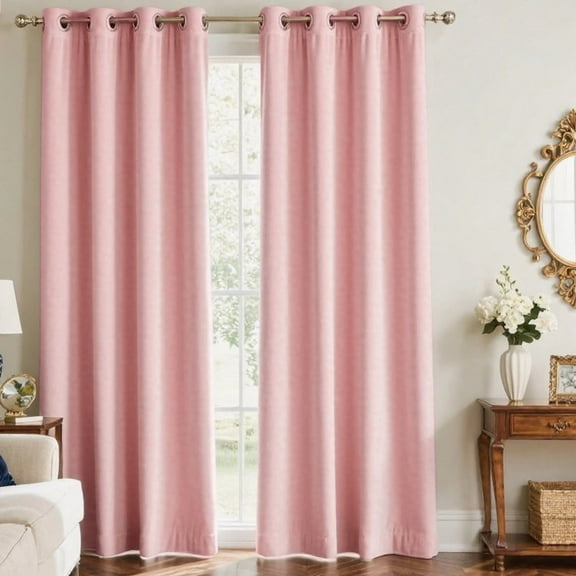SMILETIME Velvet Curtains with Grommet, Thermal Insulated Super Soft Privacy Noise Reducing Light-Filtering Velvet Curtains for Living Room Bedroom, 2 Panels