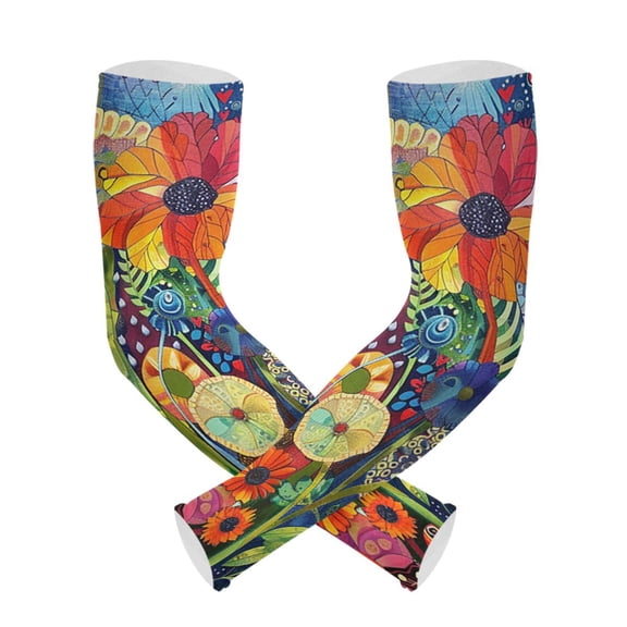 Whimsical Garden Gardening Sleeves UV Sun Protection Cooling Arm Sleeves Anti-Scratch Farmers Sleeves for Women Men