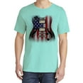 thumbnail image 2 of Wild Bobby, Flag Guitar, Streetwear, Garment-Dyed Washed Look Short Sleeve T-Shirt, Mint, Medium, 2 of 3