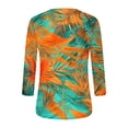 thumbnail image 6 of Womens Slim Fit T-shirts 3/4 Sleeve Crewneck Plus Size Y2k Crop Tops Graphic Base Tee Shirt S-3X Casual Spring (M, Green|Tie-dye), 6 of 7