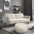 thumbnail image 4 of Thgonwid Unstuffed 21.7*13.7 inch Indoor Vegan Leather Pouf, Cream White, 4 of 7