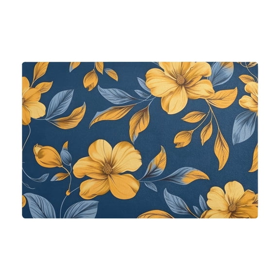 Dish Drying Mat Microfiber Kitchen Dish Pad Counter Absorbent Drainer Rack 12"x18" Flower Floral Pattern and Leaf