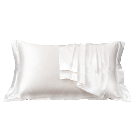 Silk satin pillowcase, solid color pillowcase, 1 set of 2, soft silk pillowcase-Royal white