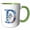 Green/White, variant on 3drose, Charming Letter D. Space Flight Astronaut Captivating Monogram Gift, 11oz Mug