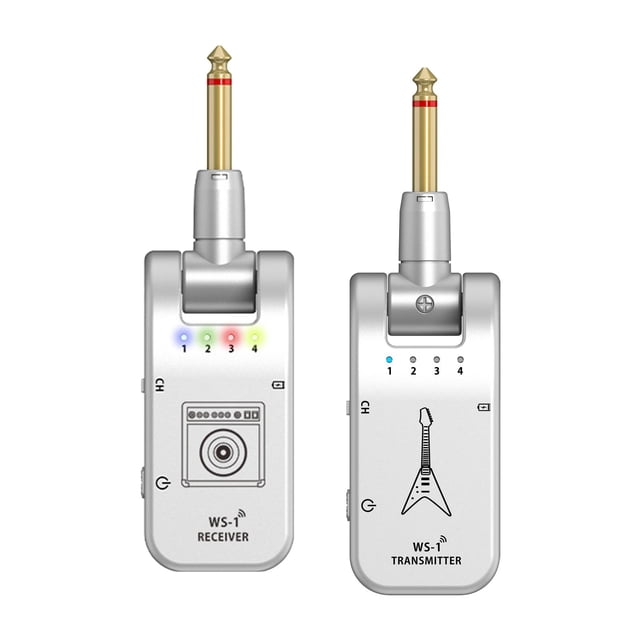 Sistema de guitarra 2,4G Sunnimix receptor transmisor 6,35mm batería recargable 4 canales