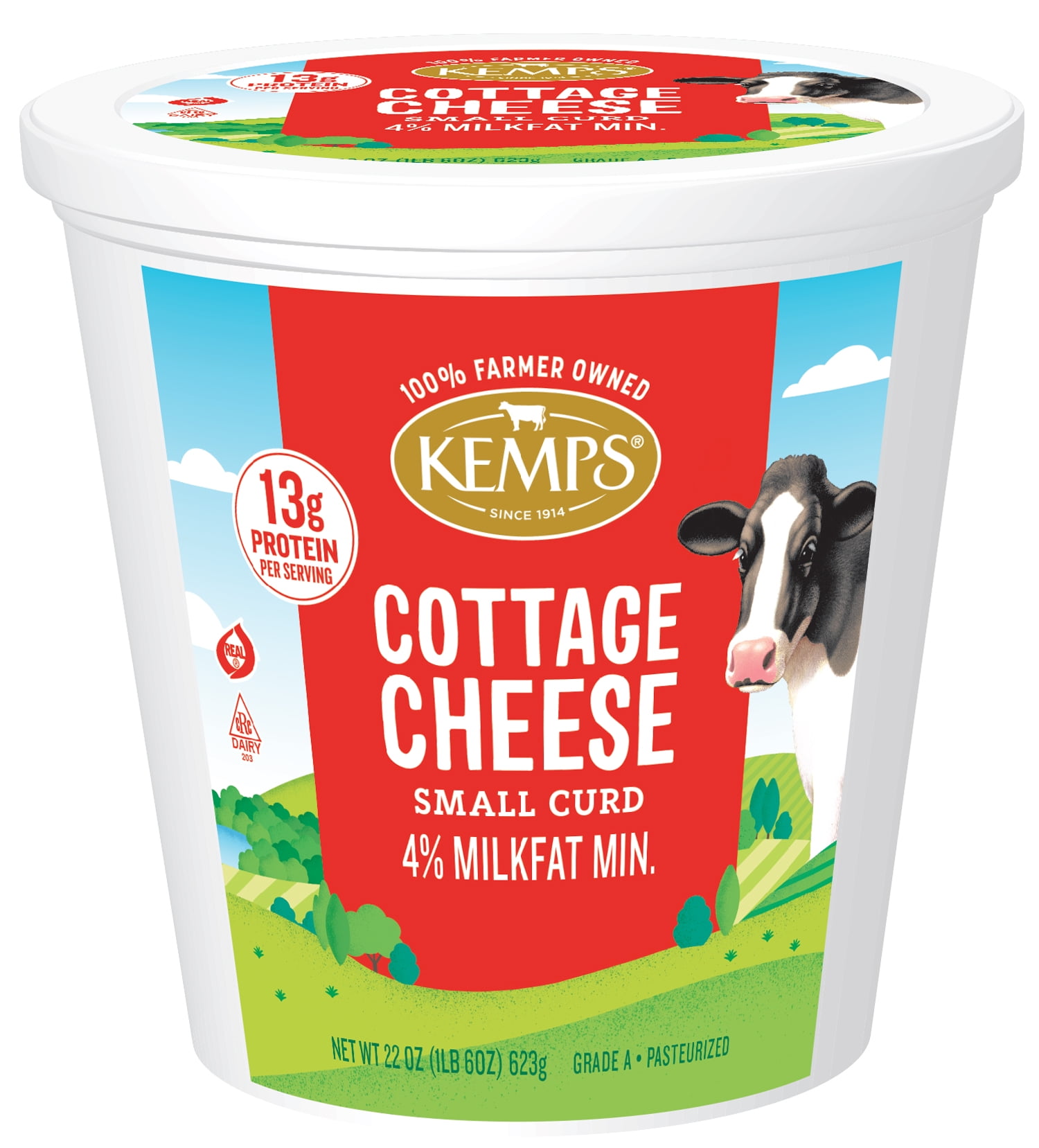 Kemps 4% Small Curd Cottage Cheese, 22 oz Tub - Walmart.com