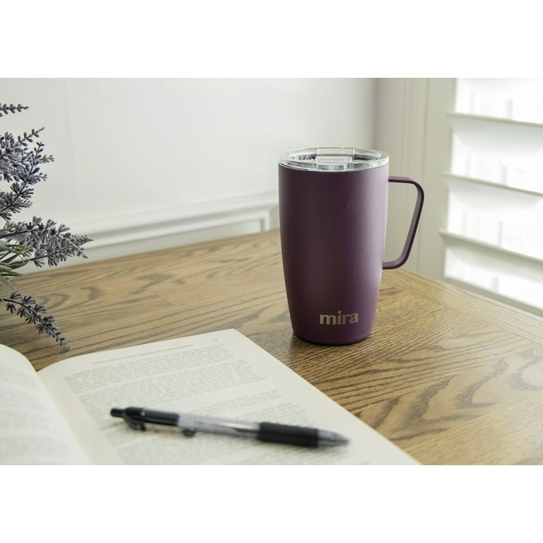 MIRA 18oz Coffee Mug with Handle & Lid, Stainless Steel Vacuum Insulated  Tumbler, Iris