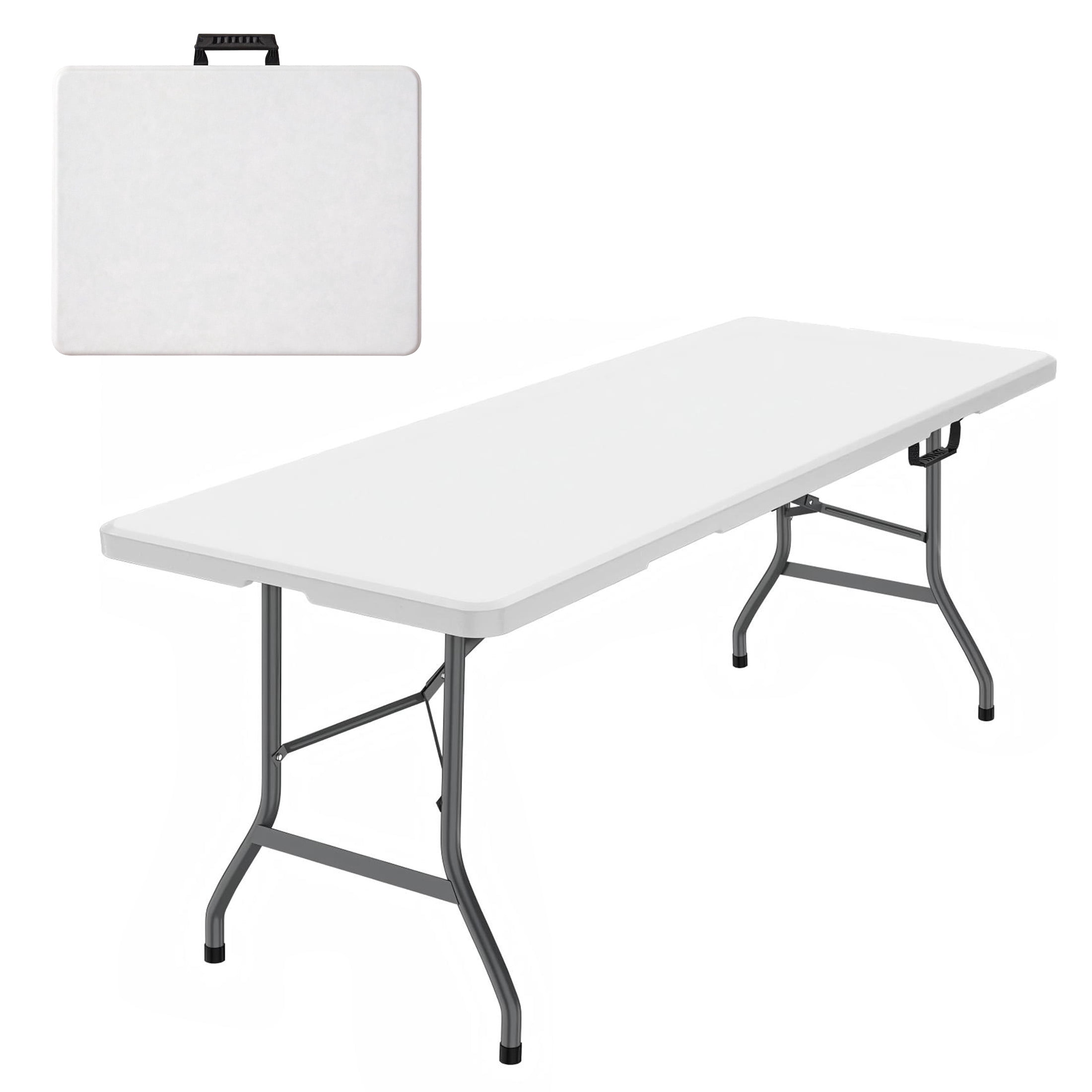 MAYEERTY 6FT Foldable Rectangular Folding Table, Portable Heavy Duty Utility Fold Up Table with Carrying Handle, Indoor Outdoor Waterproof for Dining, Picnic, Party, Camping, Banquet