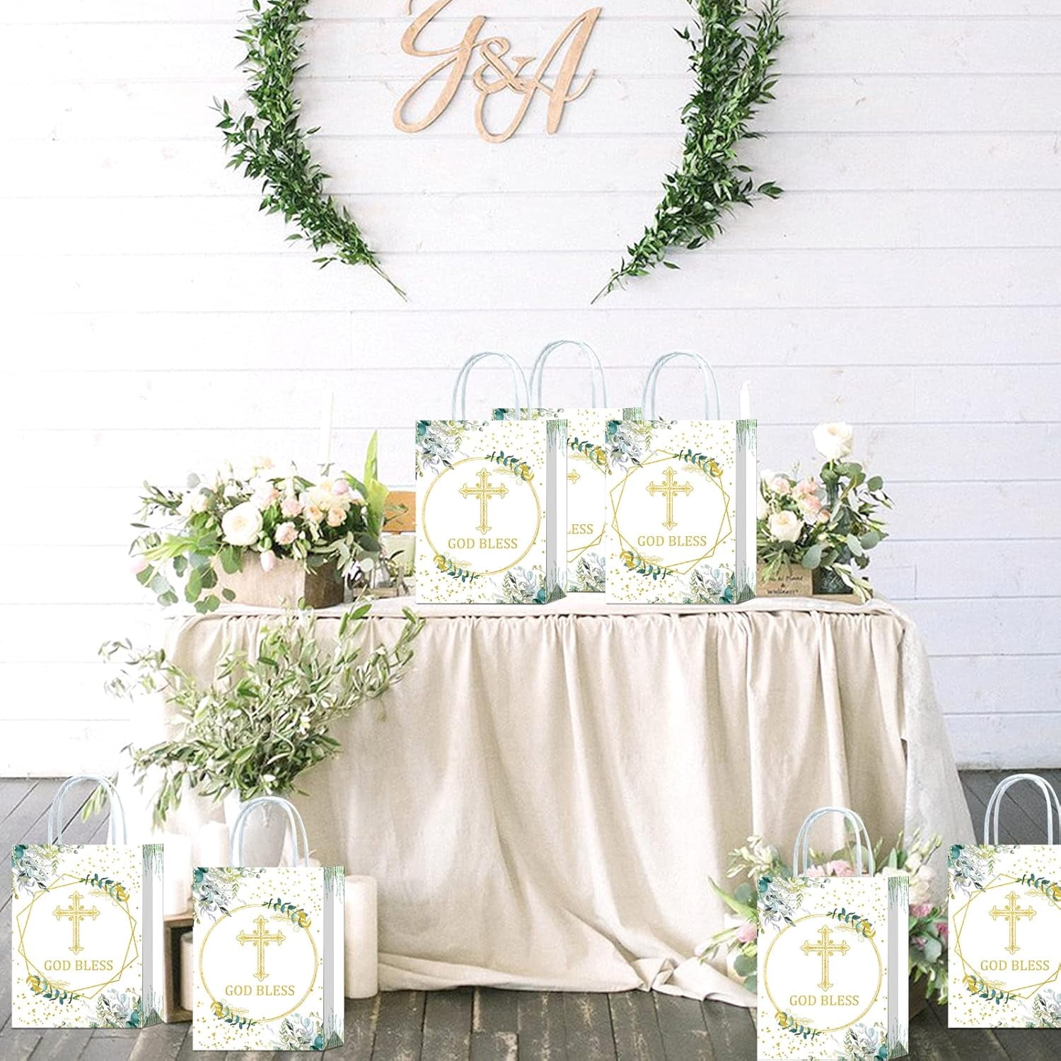 20 Pack Religious Party Favor Gift Bags for Christening Gifts for Girls and Boys Baptism, First Communion, Weddings, Confirmations or Other Religious Occasions