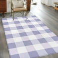 thumbnail image 4 of Purple White Buffalo Check 3x5 Area Rugs, Farmhouse Plaid Modern Geometric Non-Skid Rubber Backing Large Rectangle Rugs - Living Room Bedroom Home Office, Indoor Floor Mat Carpets Washable Rug, 4 of 9