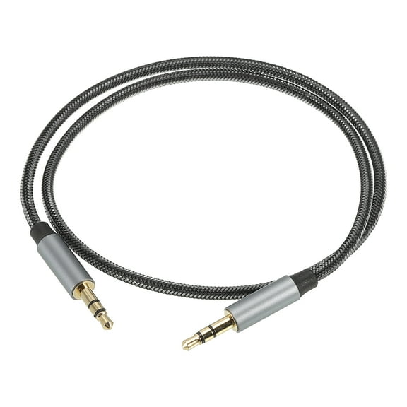 3.5mm Aux Cable Male to Male Auxiliary Audio Cable HiFi Headphone Cord 1.6ft Nylon Braided for Phone Stereo, Grey