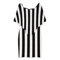 thumbnail image 3 of Black And White Vertical Women's Off The Shoulder Ruffles Summer Wedding Guest Loose Casual Party Beach Dress, 3 of 9