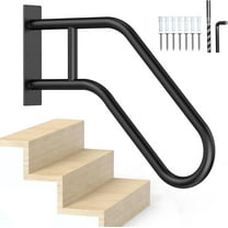FLY HAWK Handrails for Outdoor Steps,Stair Railing Indoor 1-3 Step for Elderly, Porch Railing & Deck Hand Rail Wall Mount Stair Hand Grab Bars, U-Shape Safety Handle