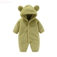 thumbnail image 2 of LYHaoo Rompers Cute Outfits Newborn Infant Baby Boys Girls Snowsuit Winter Coat Solid Bear Warm Fleece Hooded Romper Jumpsuit Outfits,Sizes 9-12 Months, 2 of 4