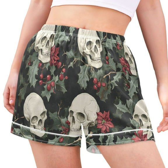 joogoo Women's Pajama Lounge Shorts Skulls Cherry Bottoms Sleep Short M