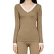 thumbnail image 1 of 1 conjunto de traje térmico con cuello en V, ropa de otoño sin costuras modal y pantalones para mujer, 1 of 5