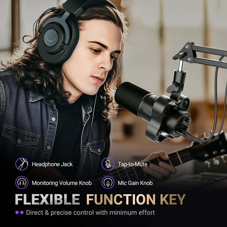 FIFINE K688 XLR USB Podcast Microphone with Boom Arm for PC