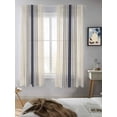 thumbnail image 5 of Midnight Blue Striped Curtains 72 Inch Length, Sheer Curtains for Bedroom Living Room Window Beige Geometric Modern Art Rod Pocket Voile Drapes Kitchen Curtains Small Half Window 52"x72" 2 Panels, 5 of 6