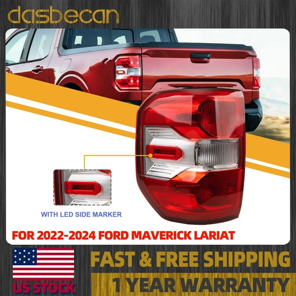 Dasbecan Left Driver Side LED Tail Light For Ford Maverick Lariat 2022-2024 NZ6Z-13405-B NZ6Z-13405-D