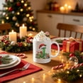 thumbnail image 3 of Christmas Initial Ceramic Mug,11 oz Coffee Cup with Cute Green Glitter Letter & Santa Hat Decor,Home Office Use,Ideal Holiday Gift for Family(G), 3 of 7