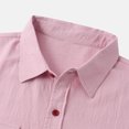thumbnail image 5 of asdoklhq Clearance, 2025 Summer Fall Mens Tops Clearance under $5 Men Casual Solid Buttons Beach Double Pocket Turndown Short Sleeve Shirt Blouse,Pink L, 5 of 9