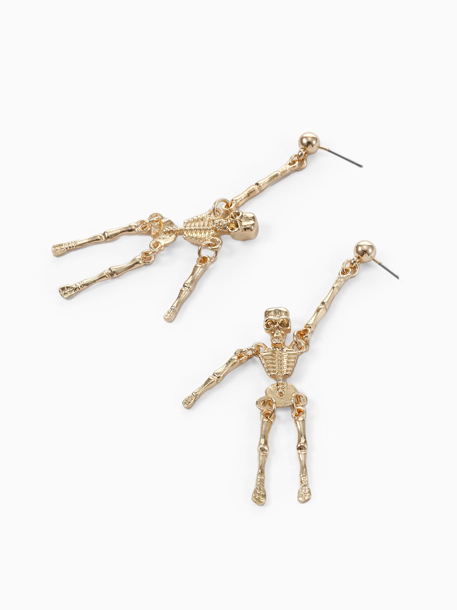 Way to Celebrate Skeleton Gold Halloween Dangle Earrings, 1 Pair