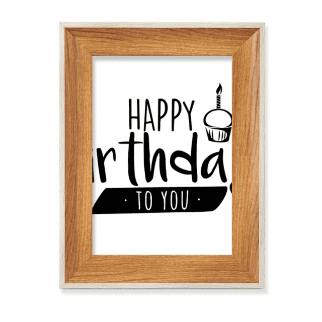 Happy Birthday Cake Quote Style Desktop Wooden Photo Frame Display Picture Art Painting Multiple Sets