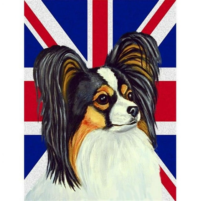 Carolines Treasures LH9503CHF Papillon With English Union Jack British Flag Flag Canvas House Size