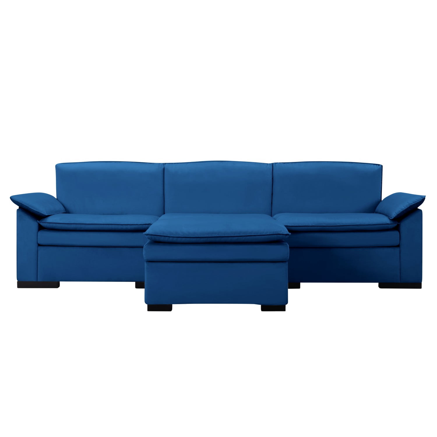 Gewnee 4-Seater L-Shaped Modular Velvet Sectional Sofa with Movable Ottoman - Living Room Furniture