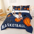 thumbnail image 3 of Castle Fairy Eat Sleep Basketball Queen Comforter Set 3 Pieces, Sport Ball Gamer Comforter Sets Queen, Navy Orange,Navy Blue Reversible,1 Comforter and 2 Pillowcases, 3 of 6