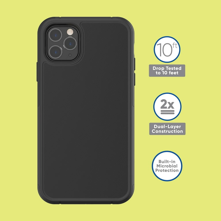 onn. Slim Rugged Phone Case for iPhone 11 Pro Max Black