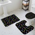 thumbnail image 3 of Abstract Bathroom Rugs Set Cute Blue Green Red Pencil Paw Print Non Slip Absorbent Soft Bath Mats 3 Piece Set with Bathroom Rug, U-Shaped Floor Mat, Toilet Seat Cover Large Size, 3 of 9