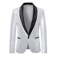 thumbnail image 5 of Unique Bargains Men's Sequin Sport Coats Shawl Lapel One Button Wedding Shiny Blazer L Silver, 5 of 6