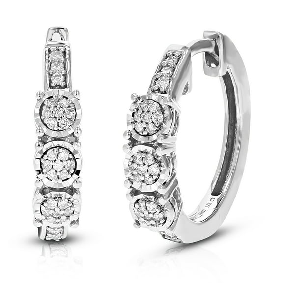 Vir Jewels 1/5 CTTW Lab Grown Diamond Hoops Earrings in Sterling Silver With Hidden Post For Women