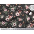 thumbnail image 2 of Soimoi Black Cotton Duck Fabric Deer & Freesia Floral Fabric Prints By Yard 44 Inch Wide, 2 of 3