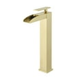 thumbnail image 3 of Concorde Single Hole, Single-Handle, High Arc Waterfall, Bathroom Faucet in Brushed Gold, 3 of 12