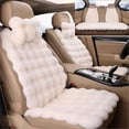 thumbnail image 2 of 9 Pcs Non-Slip Luxury Thickened Plush Car Seat Cushion Set Soft Fluffy Automotive Interior Accessories Protector Warm Faux Rabbit Fur Front and Back Seat Covers, Khaki, 2 of 6