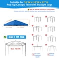 thumbnail image 2 of JOROHIKER 10x10 Canopy Replacement Top Cover Only,Pop Up Canopy Tent Top with Air Vent Ropes, Waterproof Sunshade Silver Coated Oxford Cloth for Outdoor Garden Patio Picnic Camping, Blue, 2 of 8
