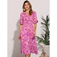 thumbnail image 4 of DARING DIVA Floral Summer Casual Ruffled Hem Wrap Midi Dress XS Rose Pink, 4 of 6