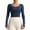 Blue, variant on aidice Workout Tops for Women Cropped Square Neck Lightweight Long Sleeve Thumb Hole Activewear Athletic Shirt