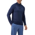 thumbnail image 5 of Men's Stand Up Collar Half Zipper Reflective Fitness Long Sleeve Quick Dry Running Top Navy blue 2XL, 5 of 8