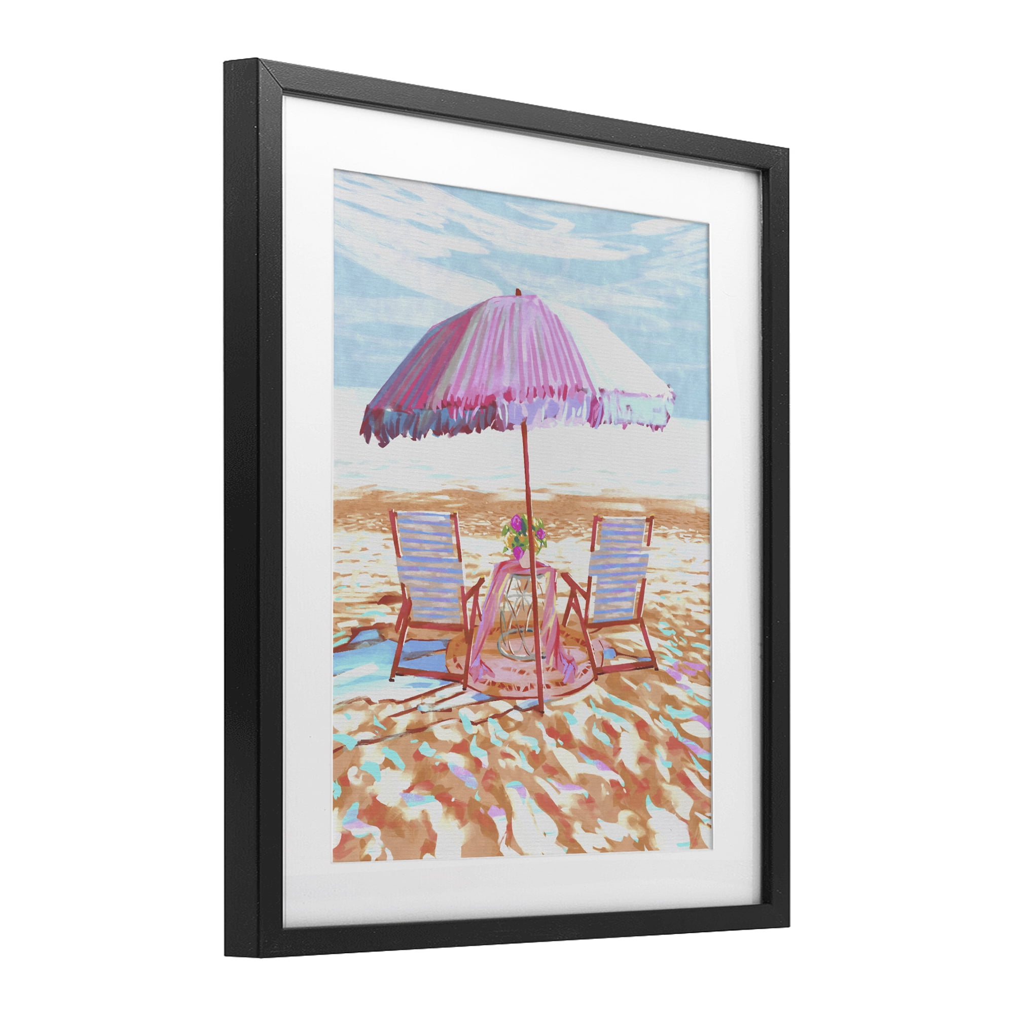 Stupell Industries Seaside Summer Picnic For Two Black Framed Print Under Glass, design by Ziwei Li