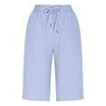 thumbnail image 5 of QATAINLAV Shorts for Women 2025 Summer Knee Length Linen Bermuda Shorts Beach Vacation Clothes Casual Loose Wide Leg Short Pants with Pockets Light Blue XXXL Ofertas en Walmart, 5 of 10
