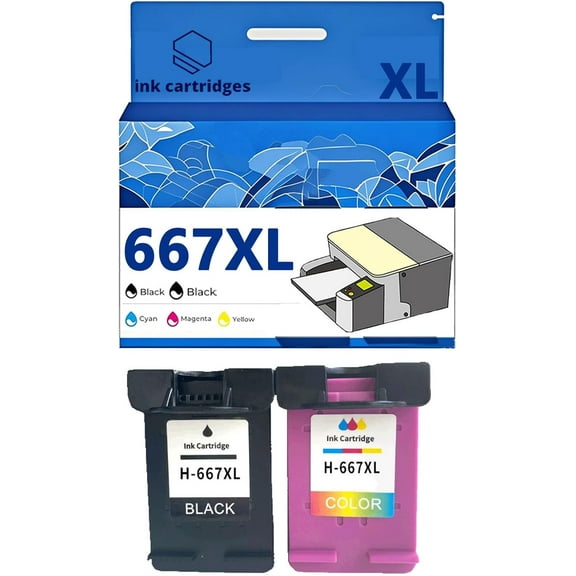 667 667XL Ink Cartridges Compatible for HP 1275 2374 2375 2376 2775 2776 6075 6475 6476 Inkjet Printers, Leak-Proof Design Crisp Printing