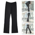 thumbnail image 3 of Pantalones ajustados de cintura baja y elásticos para mujer (talla XL) Leggings deportivos negros con campana, 3 of 8