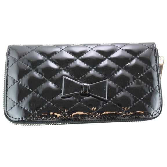 Quilted Compact Purse - Slim & Convenient Womans Wallet (Black)